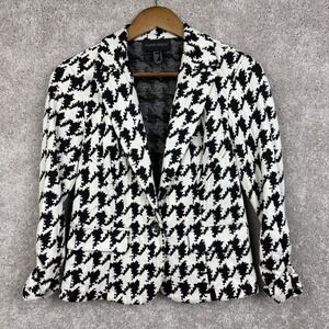 Frank Lyman Women's Abstract Lightweight Black And White Knit Blazer Size 6